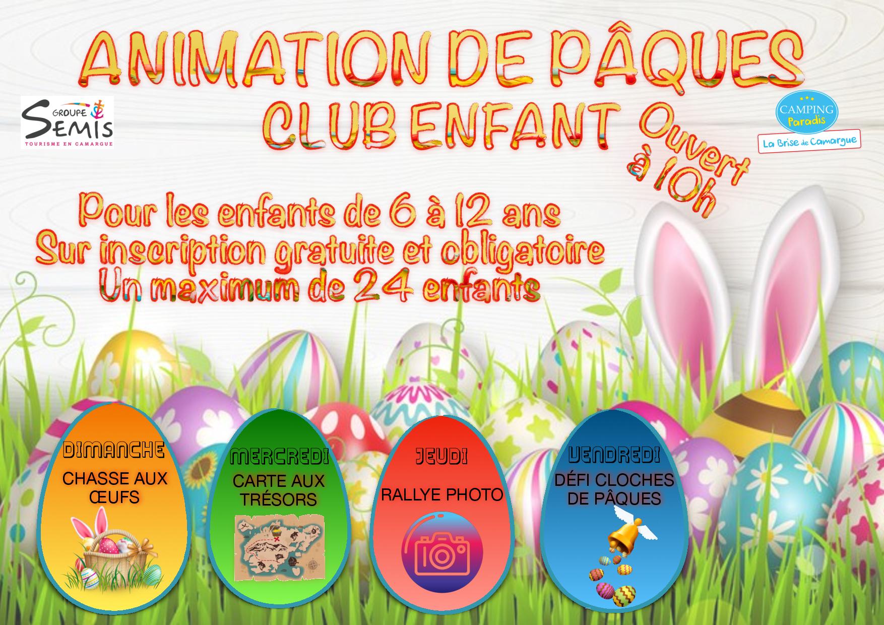 Pâques au club enfant du camping